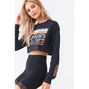 forever 21 seinfeld crop graphic long sleeve
